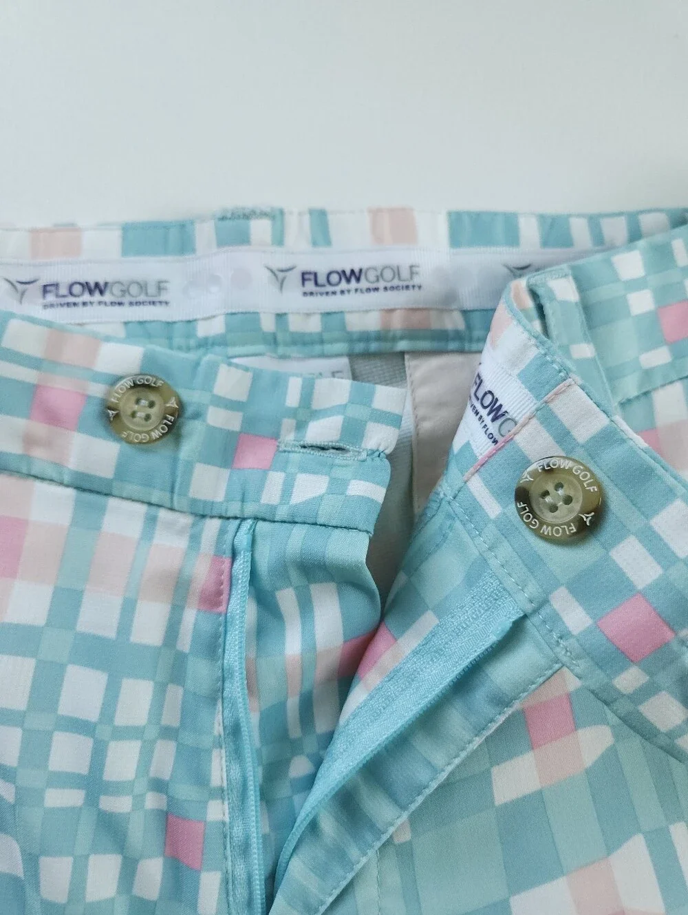 Flow Golf Pastel Plaid Golf Shorts Sz 32
